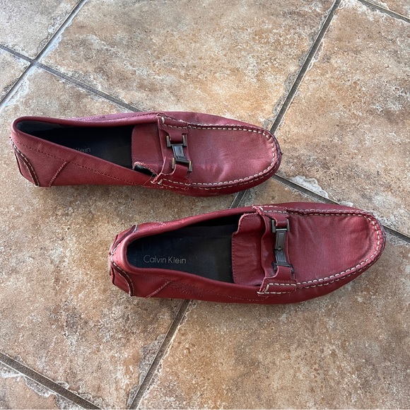 Calvin Klein Men’s Dress Shoes Loafers Maroon Size 13 - Picture 5 of 5